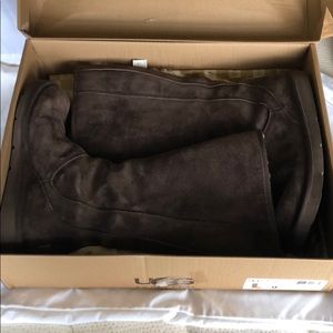 Ugg leather chocolate brown tall zip up boot